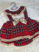 Load image into Gallery viewer, Red and gold tartan 2 piece romper

