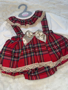 Red and gold tartan 2 piece romper