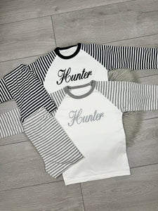 Personalised Children's Embroidered Stripe Pyjama's. (Discontinued)