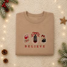 Load image into Gallery viewer, Believe Christmas Jumper – Festive Train Design
