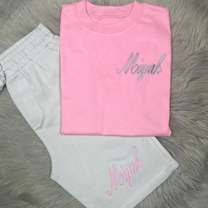 Personalised Children's Embroidered Frozen Grey Short Set (Various Colour T-Shirts)