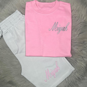 Personalised Children's Embroidered  Pink Short Set