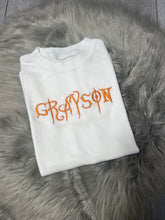 Load image into Gallery viewer, Personalised Children&#39;s Embroidered Halloween T-Shirt.
