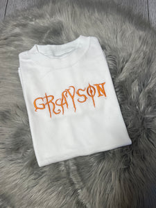 Personalised Children's Embroidered Halloween T-Shirt.