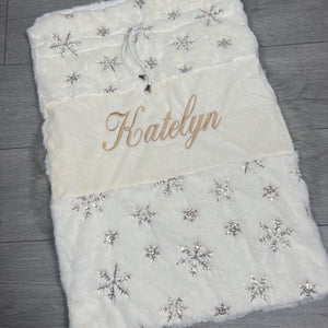 Personalised Embroidered Gold Sequins Luxury Christmas Sack.