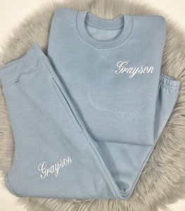 Personalised Children's Dusty Blue Jogger Set.