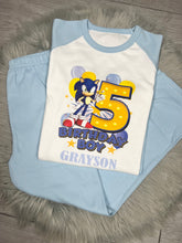 Load image into Gallery viewer, Personalised Children&#39;s Sonic Birthday Pyjamas
