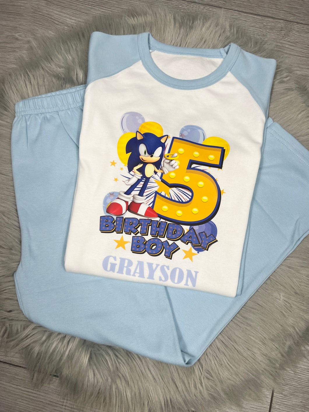 Personalised Children's Sonic Birthday Pyjamas