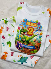 Load image into Gallery viewer, Personalised Children's Dinosaur Birthday Pyjamas
