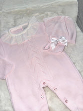 Load image into Gallery viewer, Pink Knitted Onesie and Bonnet
