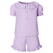 Load image into Gallery viewer, Personalised Children&#39;s Embroidered Frill Short Set.
