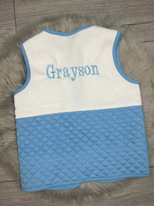 Personalised Children's Embroidered Quilted Gilet. (Check Size Guide)