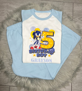 Personalised Children's Sonic Birthday Pyjamas