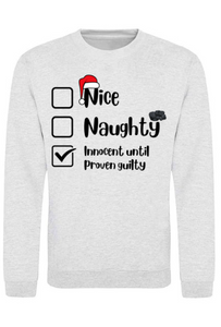 Adults Naughty Or Nice List Christmas Jumper.