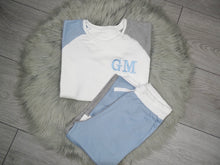 Load image into Gallery viewer, Personalised Children&#39;s Embroidered Contrast Lounge Set. (Various Colours)
