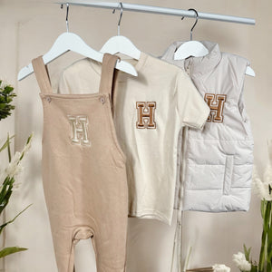 Personalised Embroidered Dungarees - Taupe