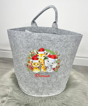 Load image into Gallery viewer, Personalised Children&#39;s Christmas Safari Animals Storage Basket
