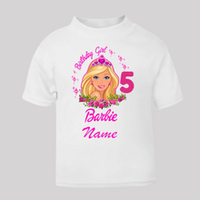 Load image into Gallery viewer, Personalised Children&#39;s Girl&#39;s Birthday T-Shirt. (Various Colours Available)
