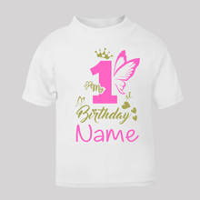 Load image into Gallery viewer, Personalised Children&#39;s Girl&#39;s Birthday T-Shirt. (Various Colours Available)
