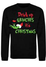 Load image into Gallery viewer, Adults Drink Up Grinches Christmas Jumper.
