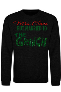 Adults Mrs Claus Marries The Grinch Christmas Jumper.