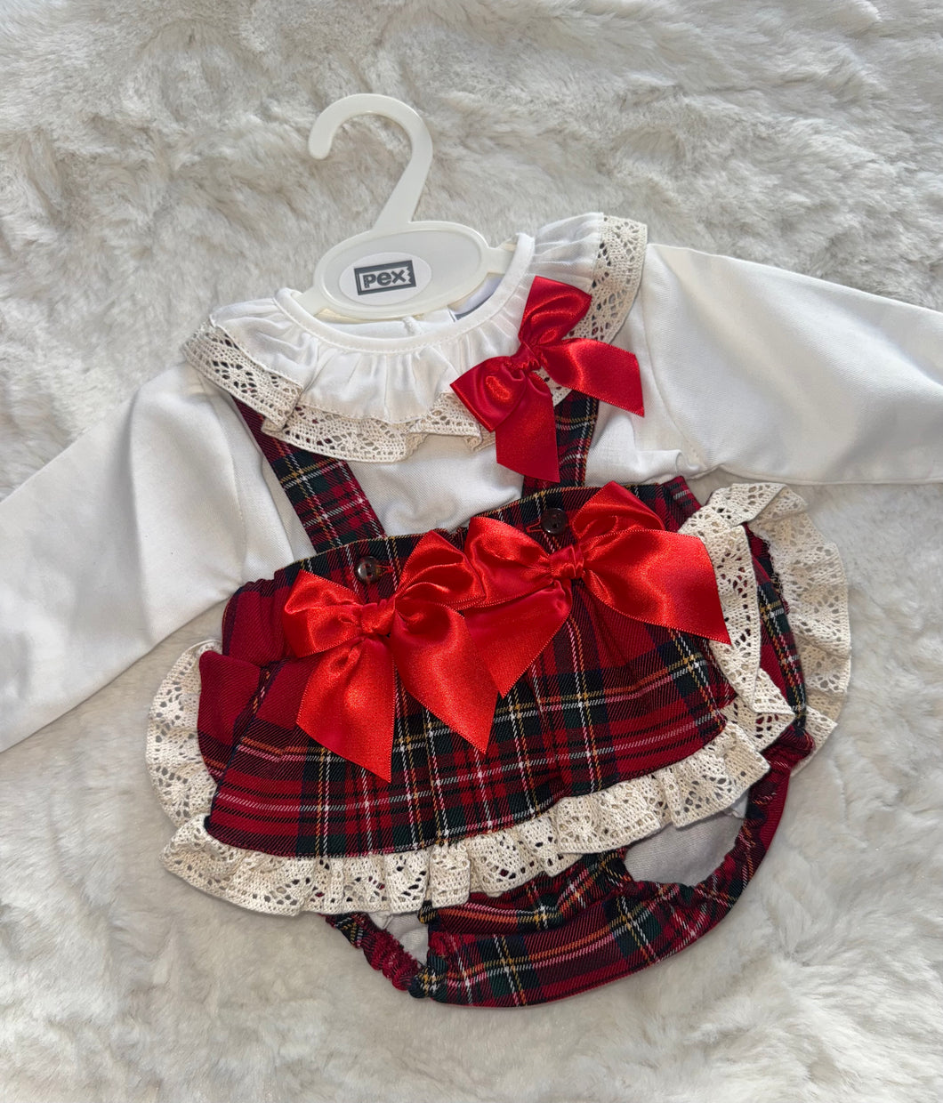 Red tartan 2 piece romper