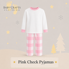 Load image into Gallery viewer, Personalised Children's Christmas Slogan Check Pyjamas.
