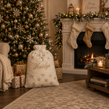 Load image into Gallery viewer, Personalised Embroidered Gold Sequins Luxury Christmas Sack.
