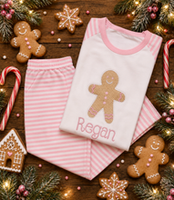 Load image into Gallery viewer, Personalised Embroidered Gingerbread Christmas Pyjamas - Pink
