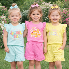 Load image into Gallery viewer, Girls Summer Frill short Set
