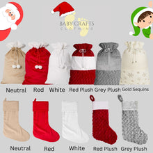 Load image into Gallery viewer, Personalised Embroidered Christmas Sacks/Stockings.
