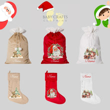 Load image into Gallery viewer, Personalised Christmas Slogan Sacks/Stockings.
