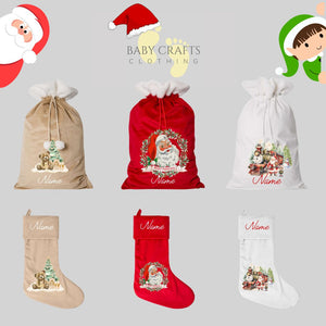 Personalised Christmas Slogan Sacks/Stockings.