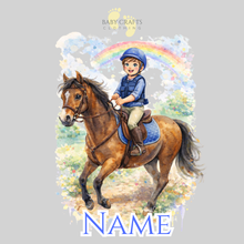 Load image into Gallery viewer, Personalised Children's Horse Check Pyjamas. Avaialble in Pink Or Blue.

