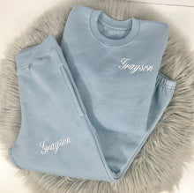 Load image into Gallery viewer, Personalised Children&#39;s Dusty Blue Jogger Set.
