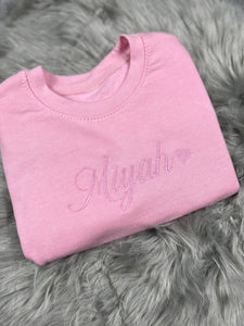 Personalised Children's Pink Embroidered Valentine Jumper/Sweatshirt