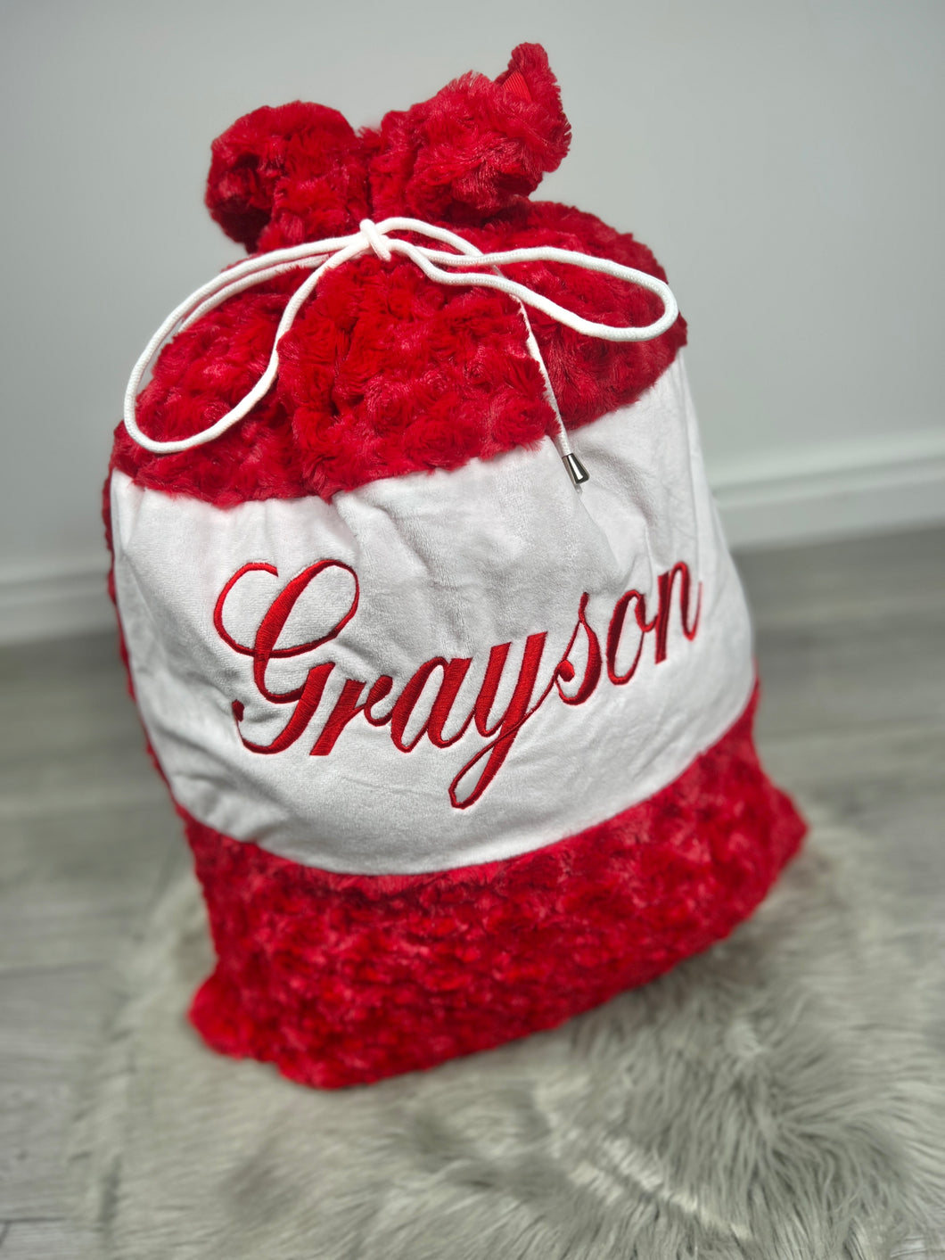 Personalised Embroidered Red Luxury Christmas Sack.