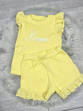 Load image into Gallery viewer, Personalised Children&#39;s Embroidered Frill Short Set.
