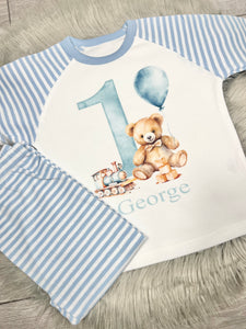 Personalised Children's Teddy Birthday Pyjama's