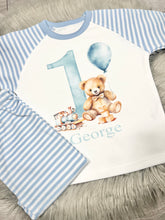 Load image into Gallery viewer, Personalised Children&#39;s Teddy Birthday Pyjama&#39;s
