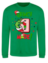 Load image into Gallery viewer, Adults Grinch Mode Christmas Jumper.
