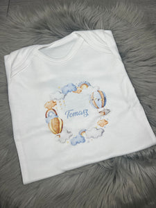 Personalised Children's/Baby Cloud Hotair Balloon Babygrow