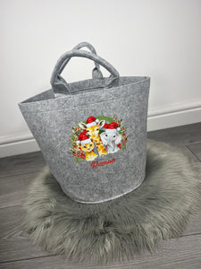 Personalised Children's Christmas Safari Animals Storage Basket