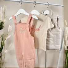 Load image into Gallery viewer, Personalised Embroidered Dungarees - Blush Pink
