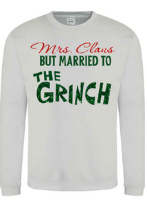 Adults Mrs Claus Marries The Grinch Christmas Jumper.