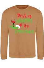 Load image into Gallery viewer, Adults Drink Up Grinches Christmas Jumper.
