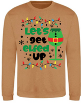 Load image into Gallery viewer, Adults Lets Get Elfed Up Christmas Jumper
