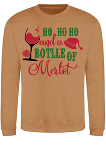 Adults Ho Ho Merlot Christmas Jumper.