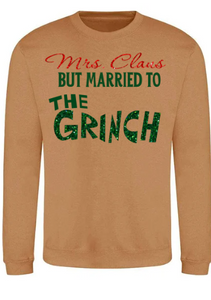 Adults Mrs Claus Marries The Grinch Christmas Jumper.