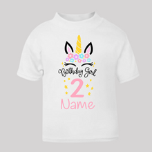Load image into Gallery viewer, Personalised Children&#39;s Girl&#39;s Birthday T-Shirt. (Various Colours Available)
